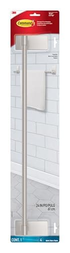 Command Bath Towel Bar, 24 in, Satin Nickel (BATH51-SN-ESF)