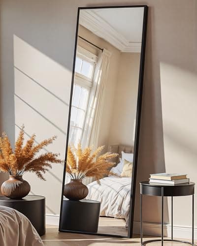 TRAHOME 56 x 15 in Floor Mirror with Built-In Stand (LBTRDE-Rect-RC-5615-BK)