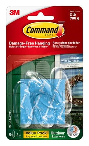 Command Outdoor Medium Clear Wall Hooks, 2 lb (17091CLR)