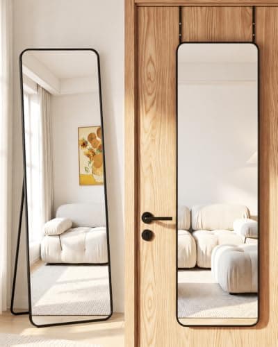 Antok 48 x 14 in Over-the-Door Mirror with Stand (A-MZRE-1448-BK)