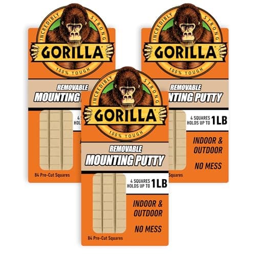 Gorilla Removable Mounting Putty, 84 Pre-Cut Squares