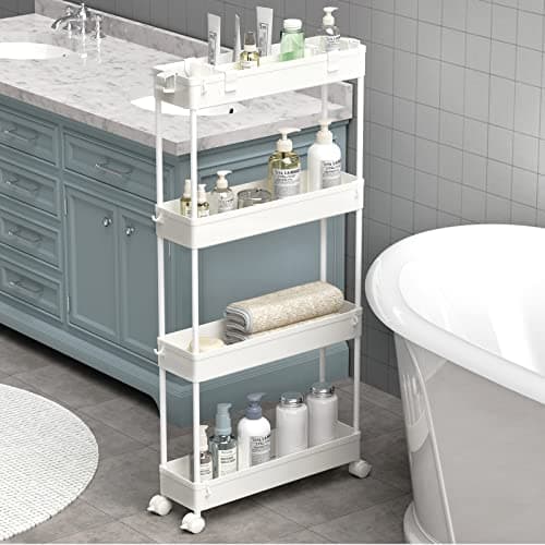 SPACELEAD 4-Tier Slim Storage Cart (SAKSC401W)