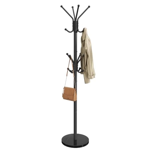 SONGMICS Freestanding Coat Rack, 16 Hooks, Marble Base (URCR090BH01)