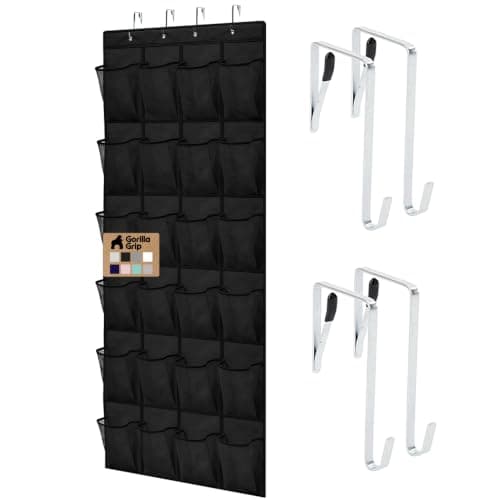 Gorilla Grip Over-the-Door Shoe Organizer, 24 Mesh Pockets