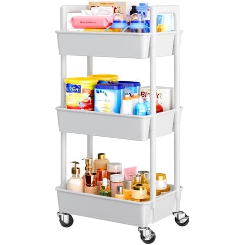 Pipishell 3-Tier Rolling Cart (PIUC14W)