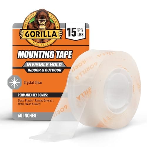 Gorilla Invisible Hold Mounting Tape, Clear 1 in x 60 in (6065001)