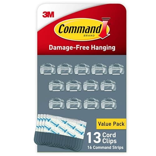 Command Clear Cord Clips, 13 Clips (CL017-13NA)