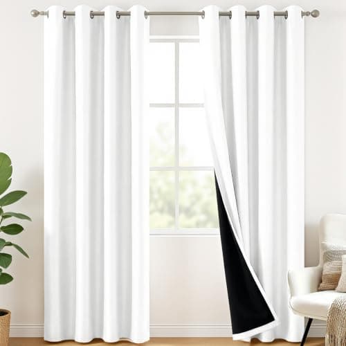 Deconovo 100% Blackout Curtains with Black Liner, 52 x 84 in (2 panels)