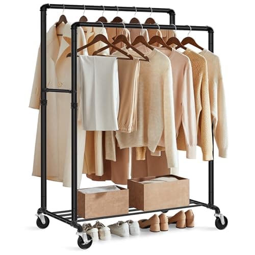 SONGMICS Heavy-Duty Double-Rod Clothes Rack (UHSR60B)
