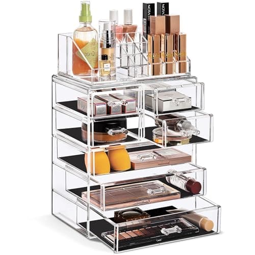 Sorbus 7-Drawer Acrylic Makeup Organizer, 2-Piece Set (MUP-SET-34)