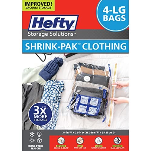 Hefty Shrink-Pak Vacuum Storage Bags, 4 Large (Model 8000)