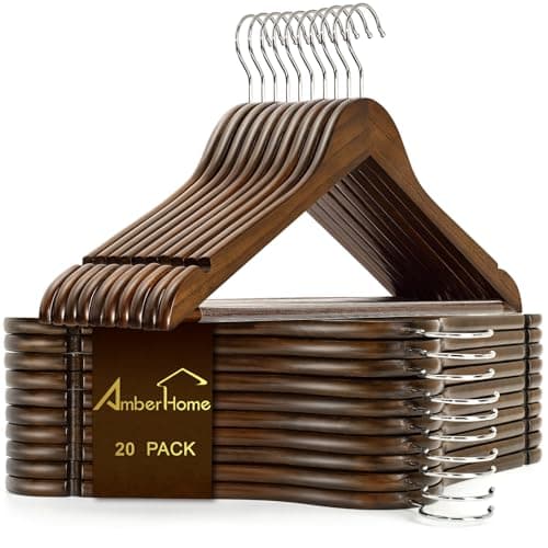 Amber Home Retro Wooden Coat Hangers, 20 Pack (W0107)