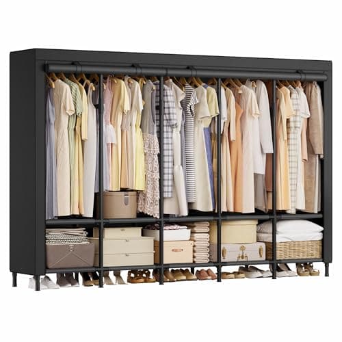 SONGMICS Wardrobe Closet, 5 Hanging Rails and 10 Shelves