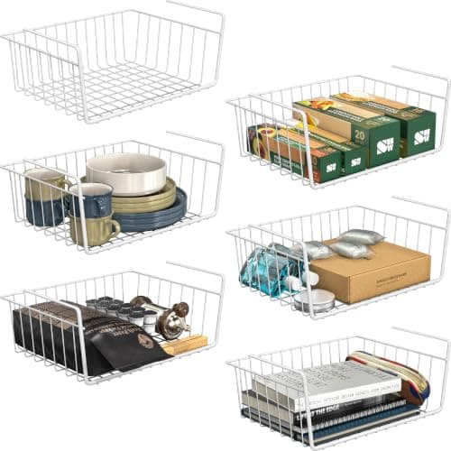 Simple Houseware Under-Shelf Basket, 6-Pack (CB-05C-W)