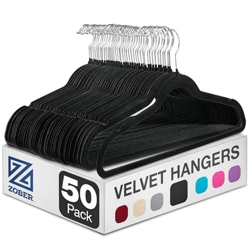 Zober Black Velvet Hangers, 50 Pack (ZO-V301/50)